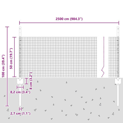 Hek Met Paal 0,5 X 25 M Staal Groen 25 x 0,5 m fence (1,9 x 1,9 cm gaas)