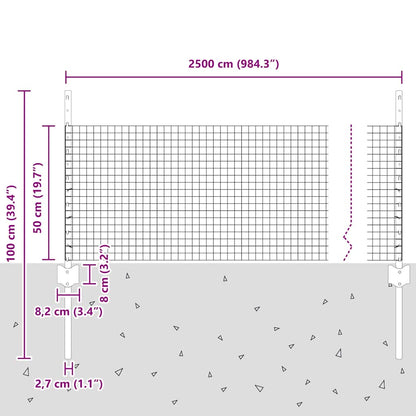 Hecke Met Palen 0,5 X 25 M Staal Groen 25 x 0.5 m hek (2.5 x 2.5 cm gaas)