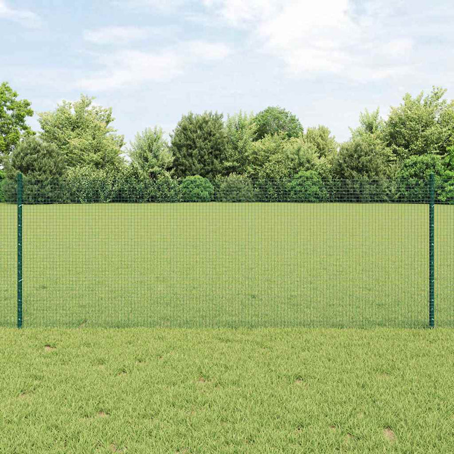 Hek Met Paal 0,8 X 25 M Staal En Pvc Groen 25 x 0,8 m omheining (1,6 x 1,6 cm gaas)