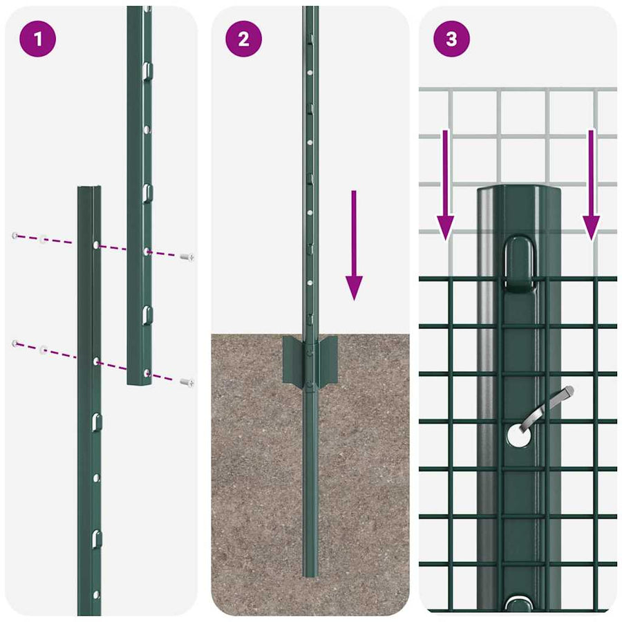 Hek Met Paal 1,5 X 25 M Staal Groen 25 x 1,5 m hek (1,2 x 1,2 cm gaas)