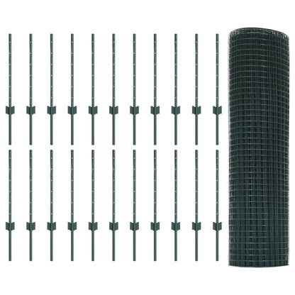 Hek Met Paal 0,5 X 50 M Staal En Pvc Groen 50 x 0,5 m hek (1,2 x 1,2 cm gaas)