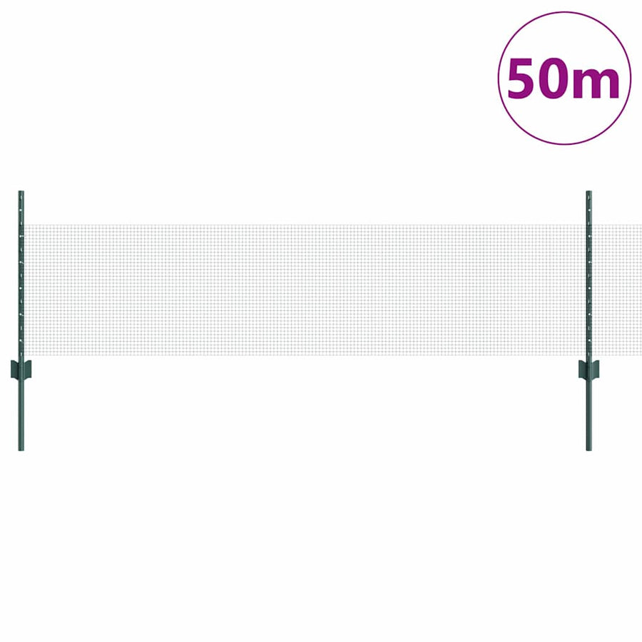 Hek Met Paal 0,5 X 50 M Staal En Pvc Groen 50 x 0,5 m hek (1,2 x 1,2 cm gaas)