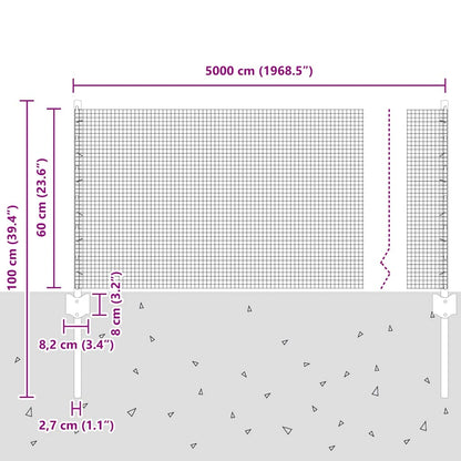 Hek Met Paal 0,6 X 50 M Staal En Pvc Groen 50 x 0,6 m omheining (1,2 x 1,2 cm gaas)