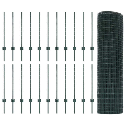 Hek Met Paal 0,8 X 50 M Staal En Pvc Groen 50 x 0,8 m hek (1,2 x 1,2 cm gaas)