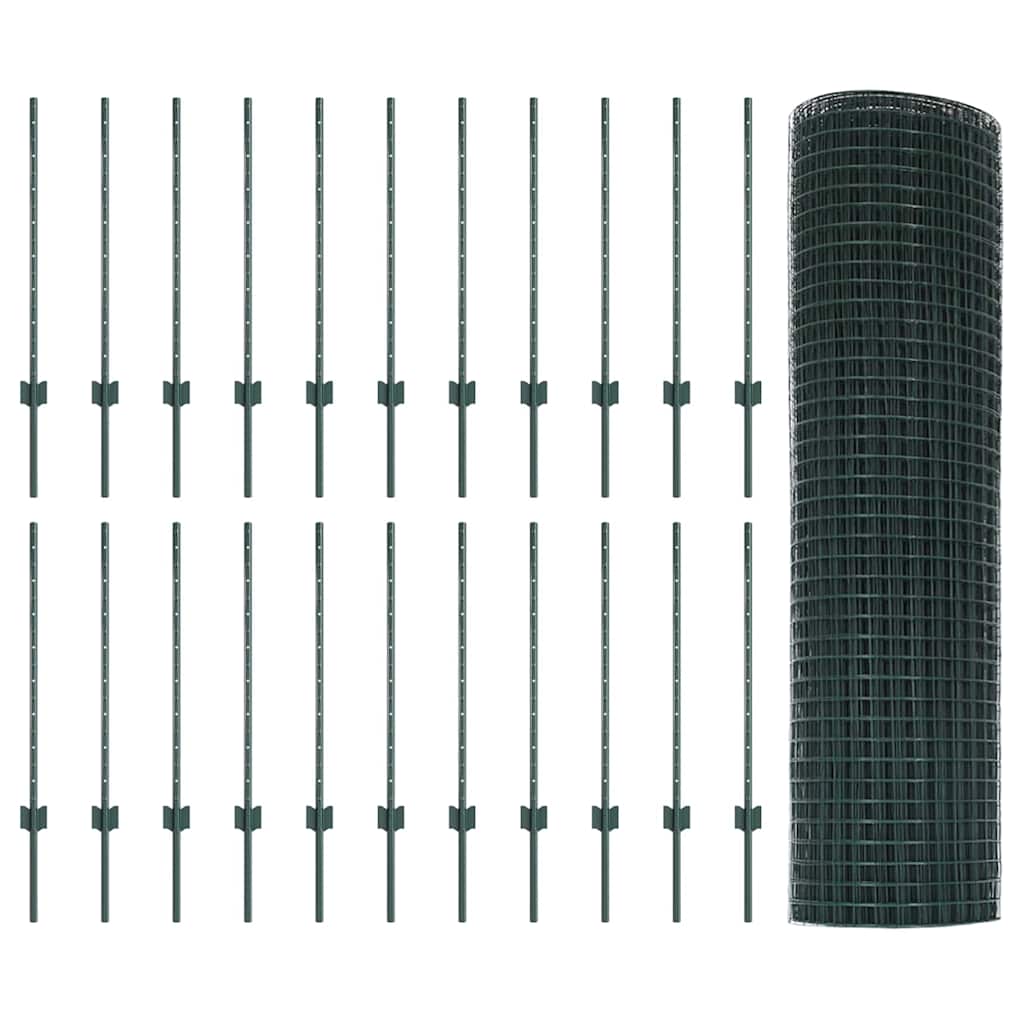 Hek Met Paal 0,8 X 50 M Staal En Pvc Groen 50 x 0,8 m hek (1,6 x 1,6 cm gaas)