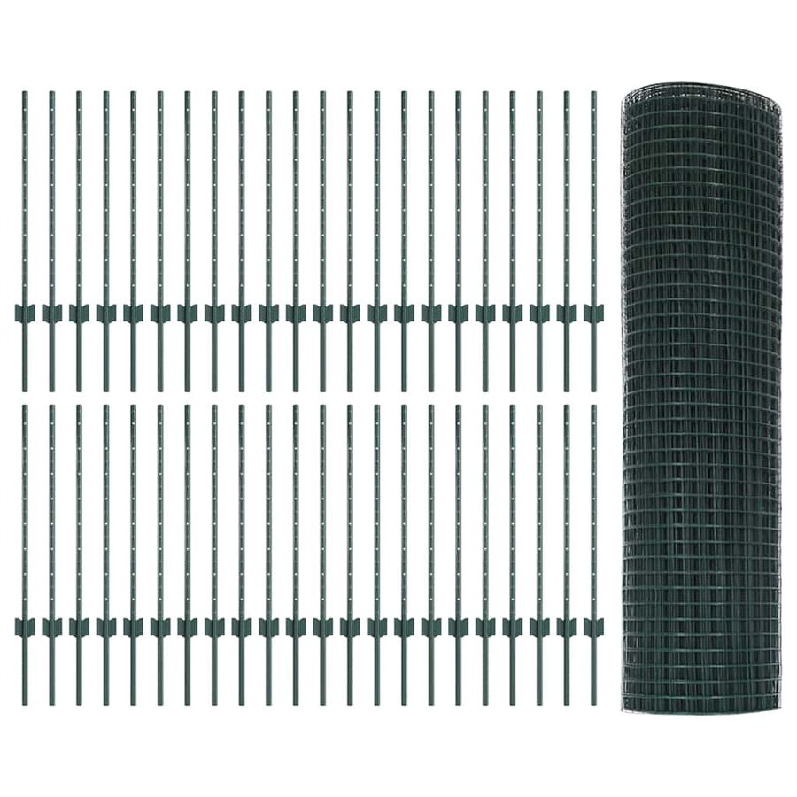 Hek Met Paal 0,8 X 100 M Staal En Pvc Groen 100 x 0,8 m hek (1,9 x 1,9 cm gaas)