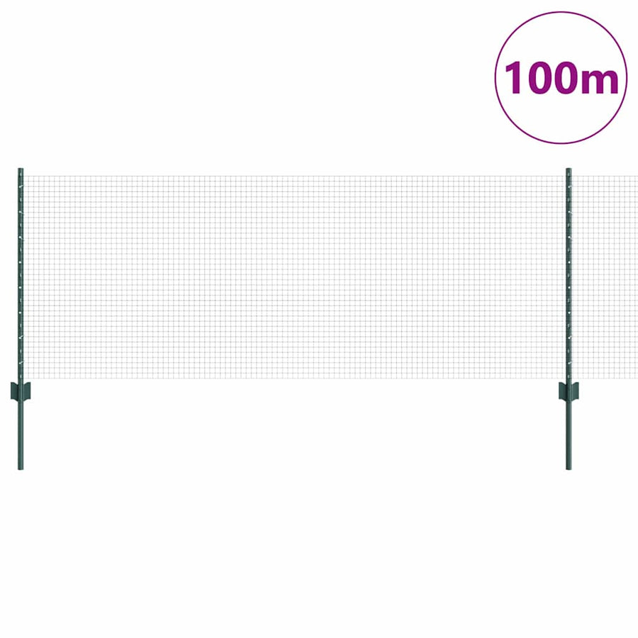 Hek Met Paal 0,8 X 100 M Staal En Pvc Groen 100 x 0,8 m hek (1,9 x 1,9 cm gaas)
