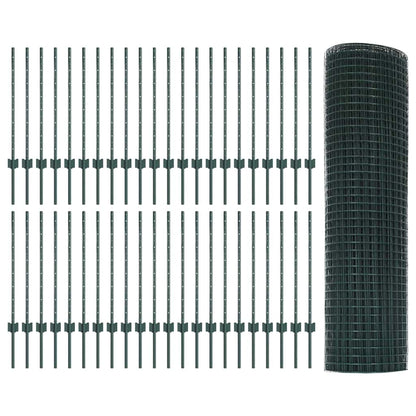 Hek Met Paal 0,8 X 100 M Staal En Pvc Groen 100 x 0,8 m hek (2,5 x 2,5 cm gaas)