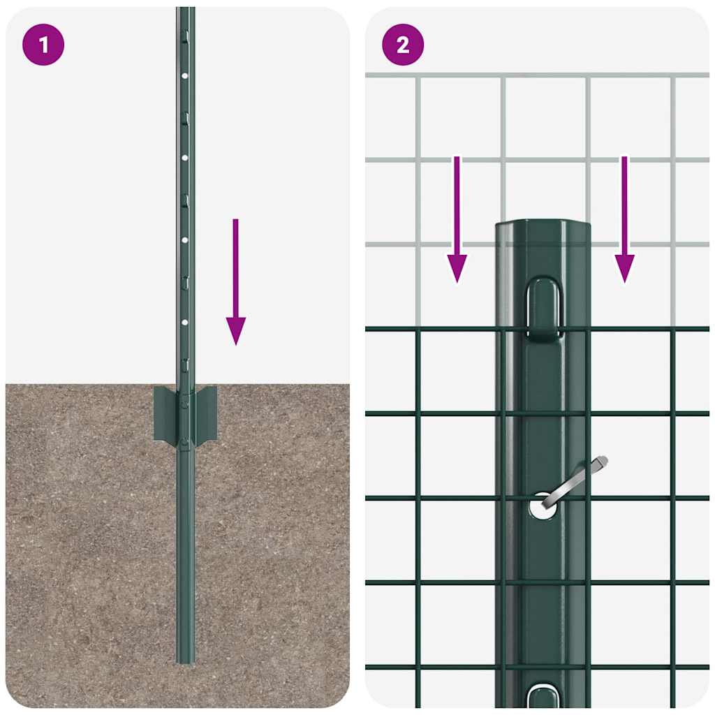 Hek Met Paal 0,8 X 100 M Staal En Pvc Groen 100 x 0,8 m hek (2,5 x 2,5 cm gaas)
