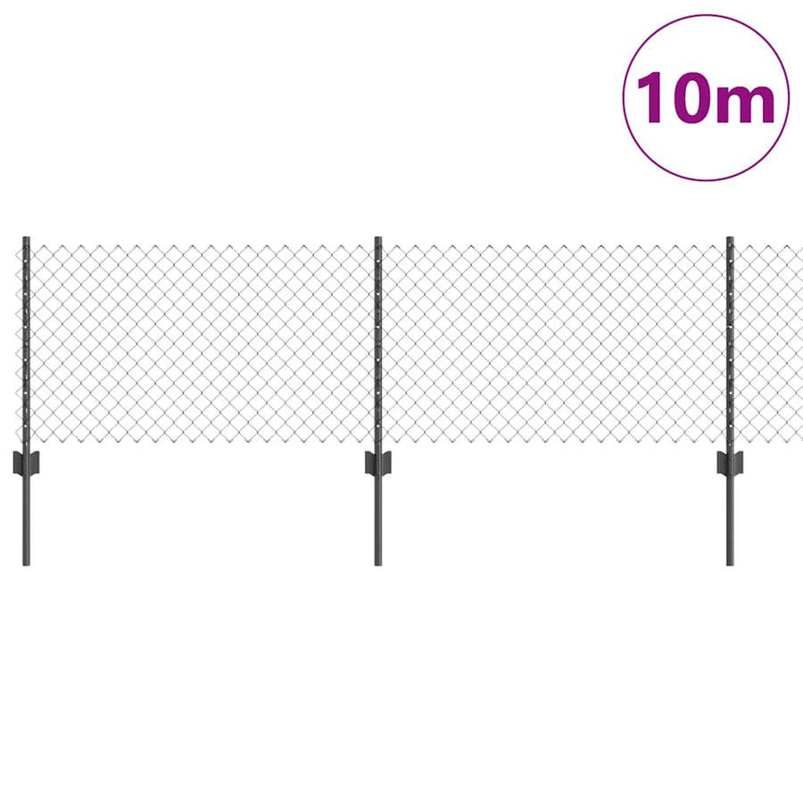 Hek En Paal 0,4 X 10 M Staal Grijs 10 x 0,4 m hek (1,9 x 1,9 cm gaas) Gelast draadhek