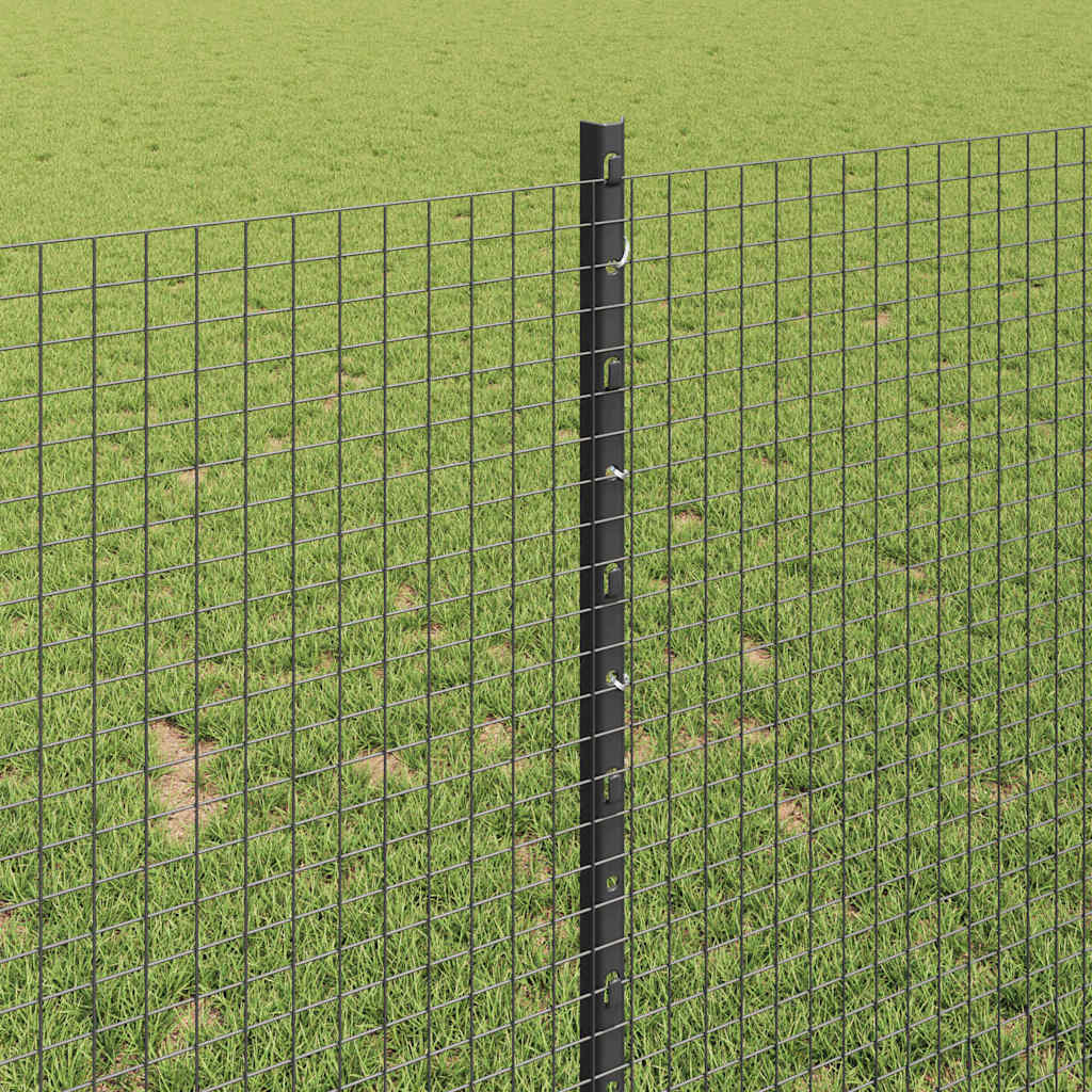 Hecke Met Palen 1 X 10 M Staal Grijs 10 x 1 m hek (1.9 x 1.9 cm gaas)