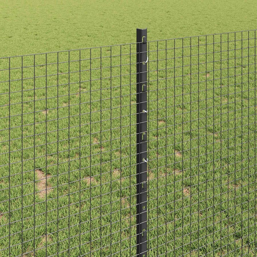 Hecke Met Palen 1 X 10 M Staal Grijs 10 x 1 m hek (1.9 x 1.9 cm gaas)