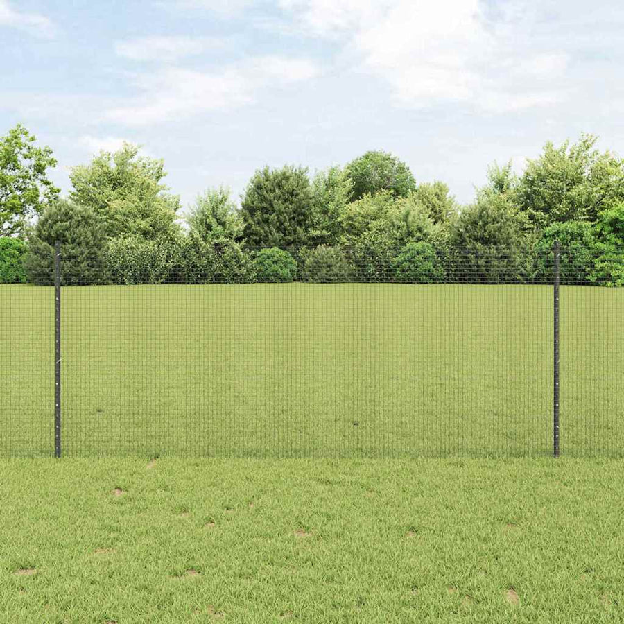 Hecke Met Palen 1 X 10 M Staal Grijs 10 x 1 m hek (1.9 x 1.9 cm gaas)