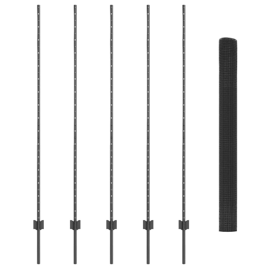 Hek En Paal 1,5 X 10 M Staal Grijs 10 x 1,5 m hek (1,2 x 1,2 cm gaas)