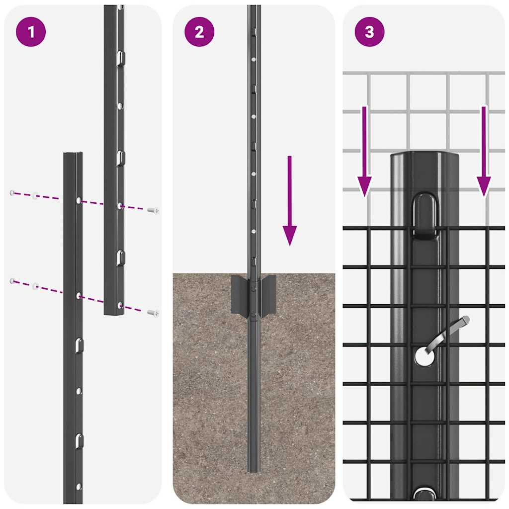 Hek En Paal 1,5 X 10 M Staal Grijs 10 x 1,5 m hek (1,2 x 1,2 cm gaas)