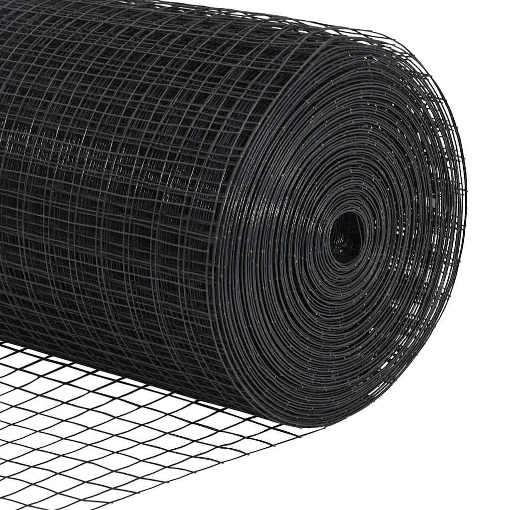 Buitenlasdraadhek met palen 10 x 1,6 m PVC-Coated Staal Grijs