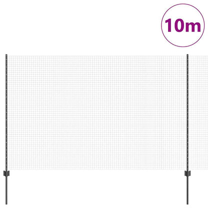 Buitenlasdraadhek met palen 10 x 1,6 m PVC-Coated Staal Grijs