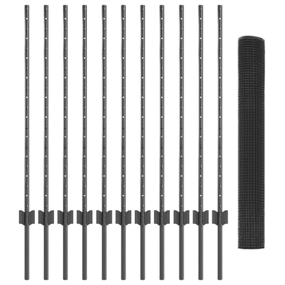 Hek En Paal Grijs 1 X 25 M Staal Grijs