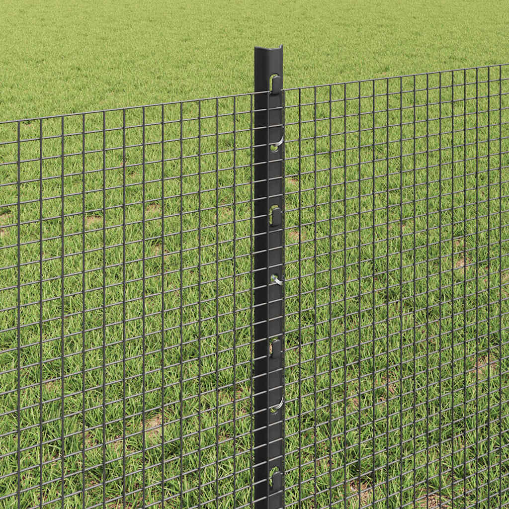 Hek met Paal Grijs 0,6 x 50 m Staal en PVC