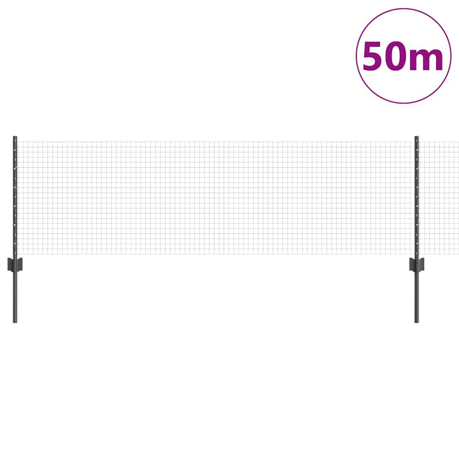 Hek met Paal Grijs 0,6 x 50 m Staal en PVC