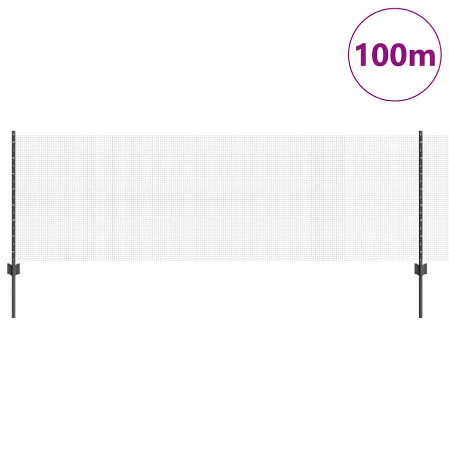 Hek met Paal Grijs 0,8 x 100 m Staal en PVC