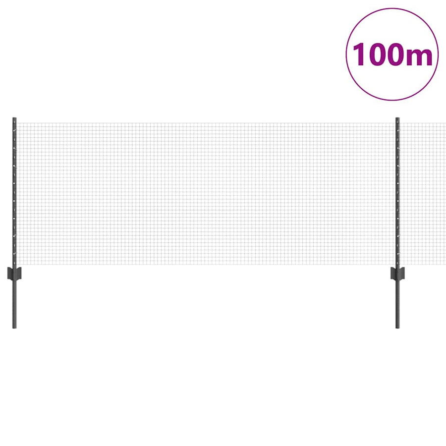 Hek met Paal Grijs 0,8 x 100 m Staal en PVC