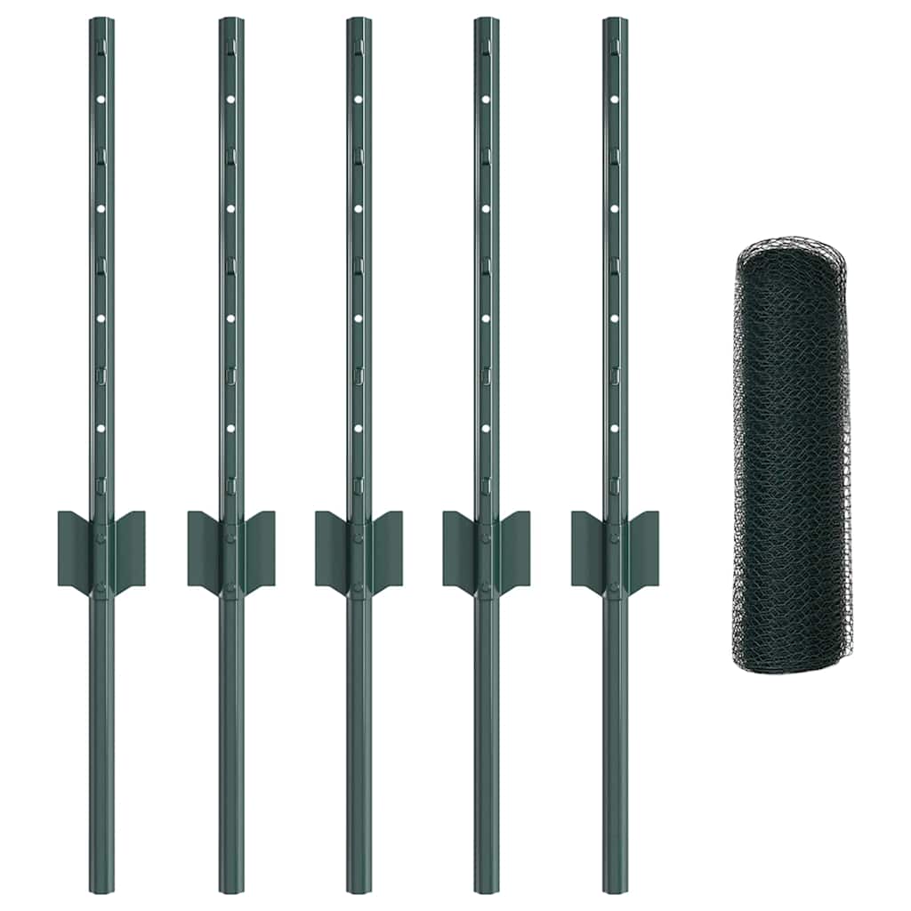 Hek met Paal Groen 0,4 x 10 m Staal en PVC