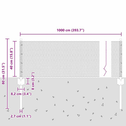 Hek met Paal Groen 0,4 x 10 m Staal en PVC
