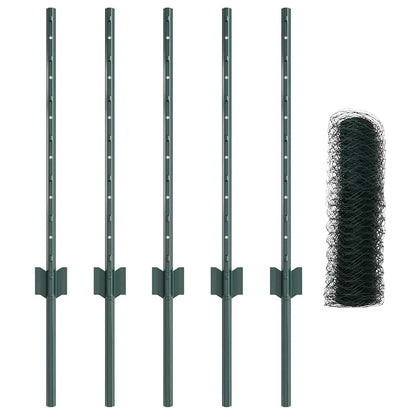 Hek met Paal Groen 0,5 x 10 m Staal en PVC