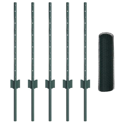 Hek met Paal Groen 0,6 x 10 m Staal en PVC