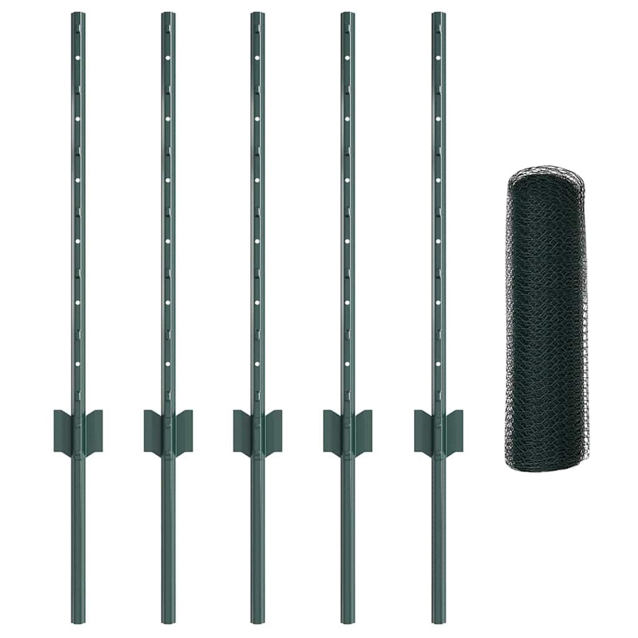 Hek met Paal Groen 0,6 x 10 m Staal en PVC