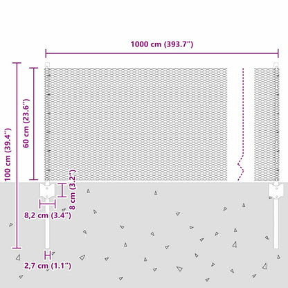 Hek met Paal Groen 0,6 x 10 m Staal en PVC
