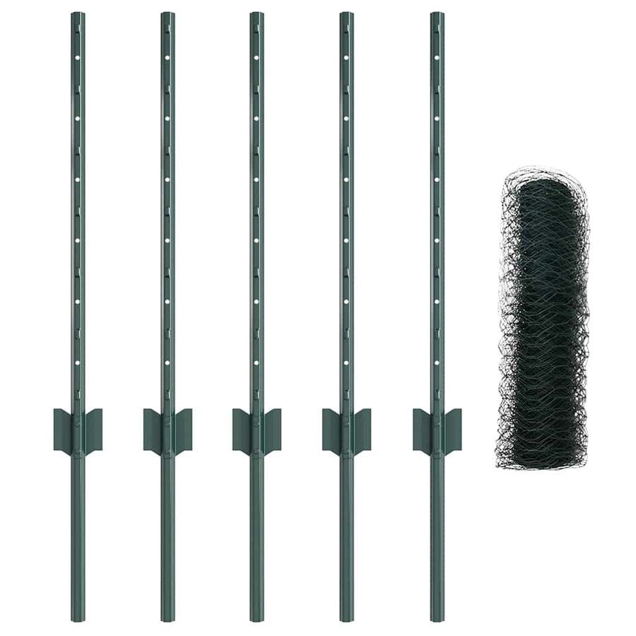 Hek met Paal Groen 0,6 x 10 m Staal en PVC