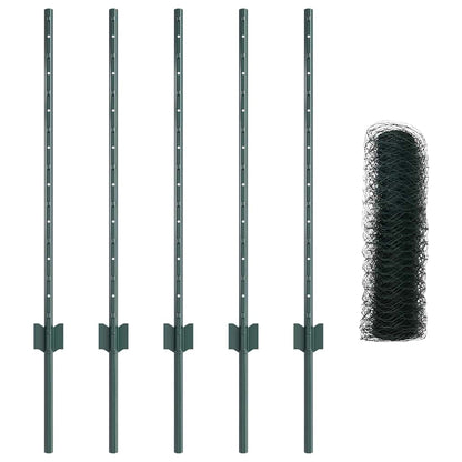 Hek met Paal Groen 0,8 x 10 m Staal en PVC