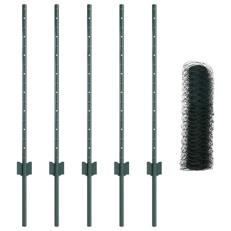 Hek met Paal Groen 0,8 x 10 m Staal en PVC