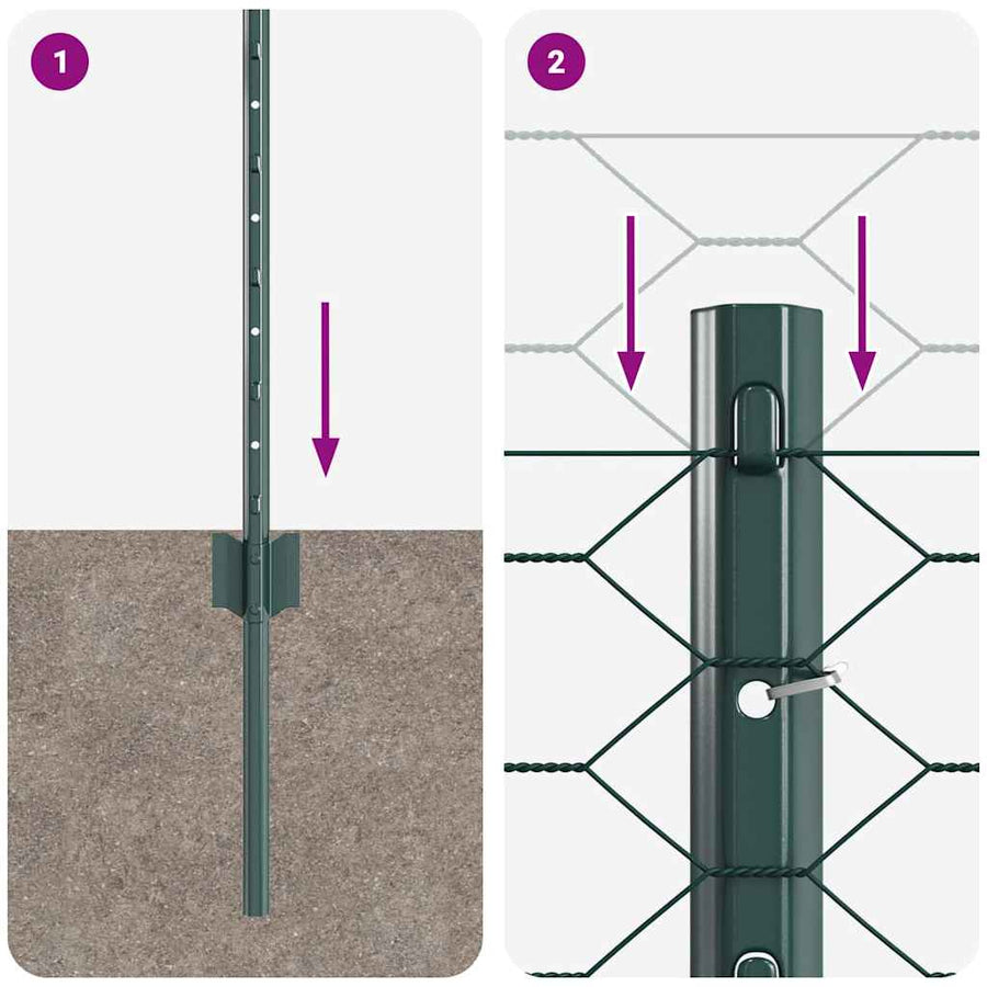 Hek met Paal Groen 0,8 x 10 m Staal en PVC