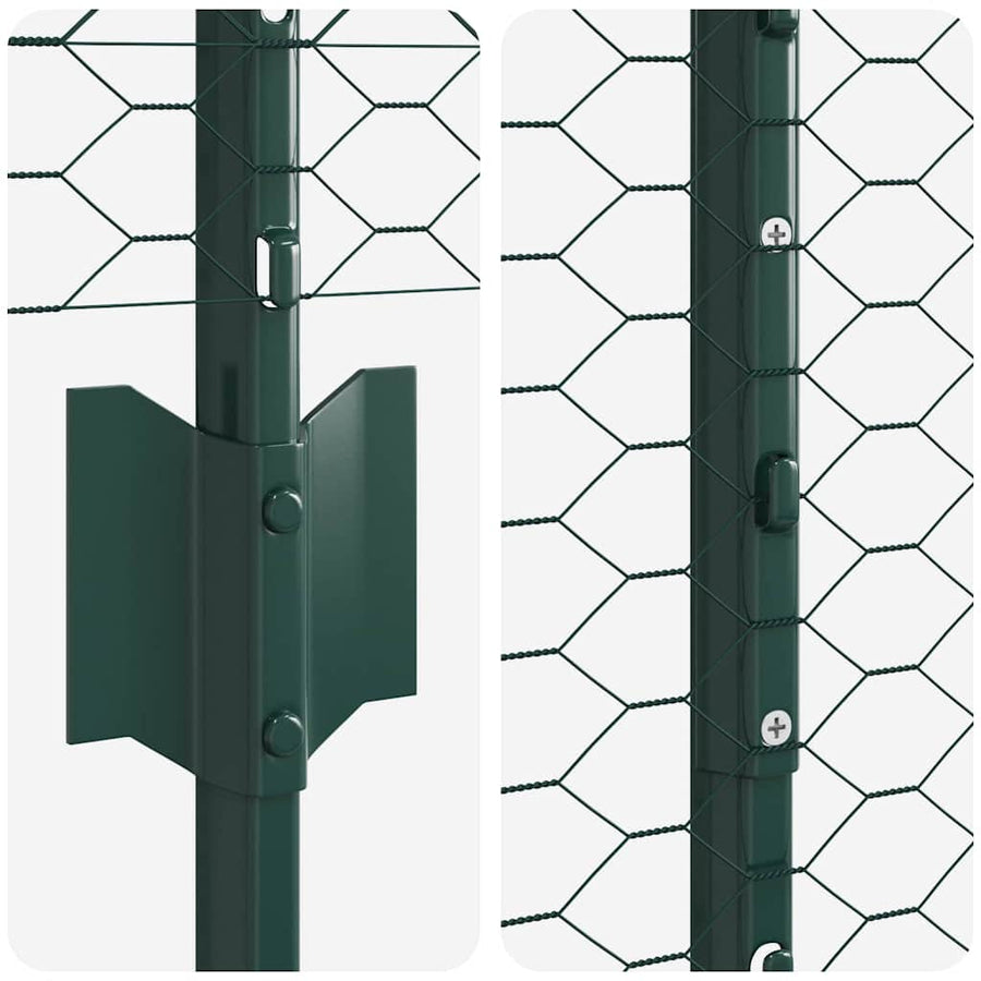 Hek met Paal Groen 1 x 10 m Staal en PVC