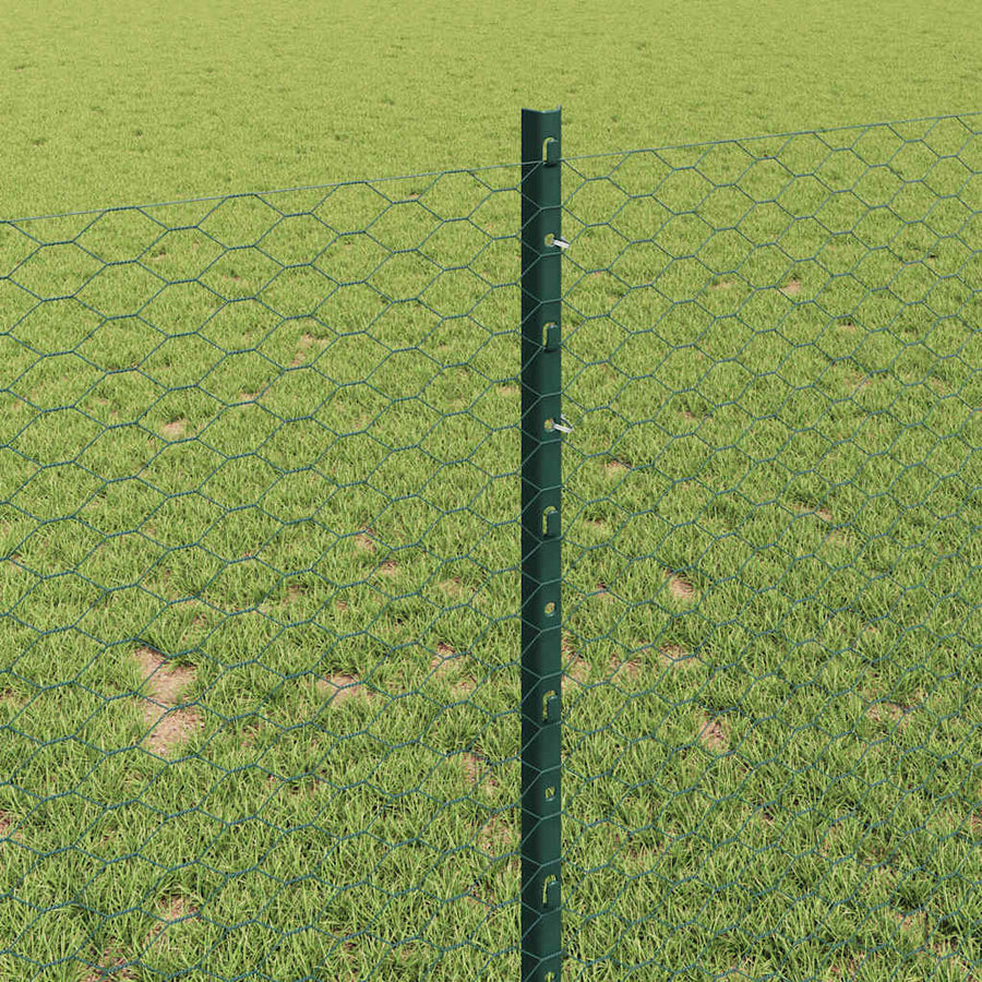 Hek met Paal Groen 1 x 10 m Staal en PVC