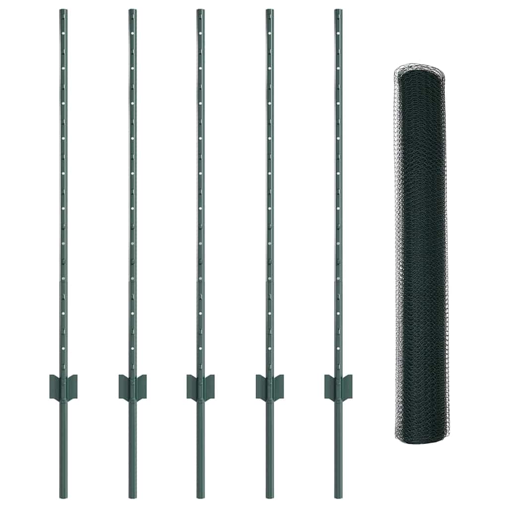 Hek met Paal Groen 1 x 10 m Staal en PVC