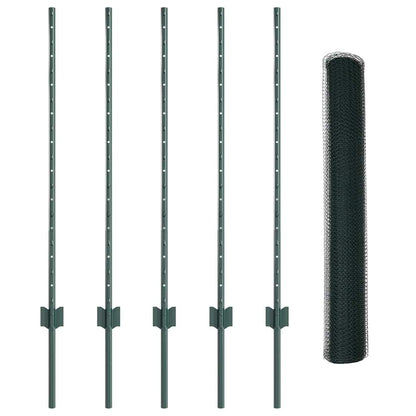 Hek met Paal Groen 1 x 10 m Staal en PVC