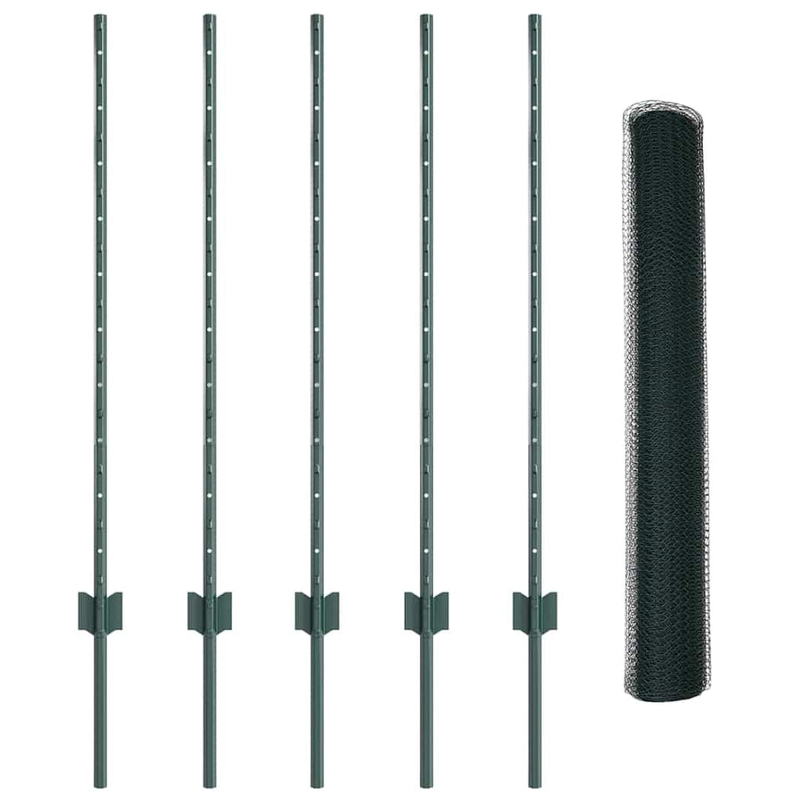Hek met Paal Groen 1 x 10 m Staal en PVC