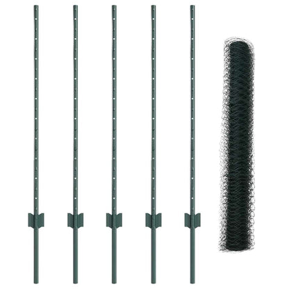 Hek met Paal Groen 1 x 10 m Staal en PVC