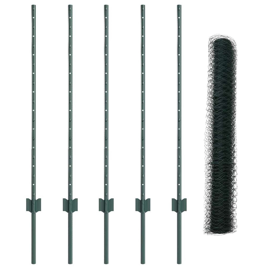 Hek met Paal Groen 1 x 10 m Staal en PVC