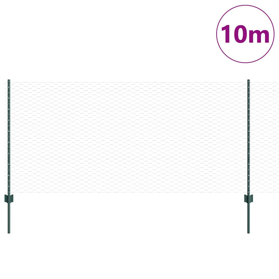 Hek met Paal Groen 1 x 10 m Staal en PVC