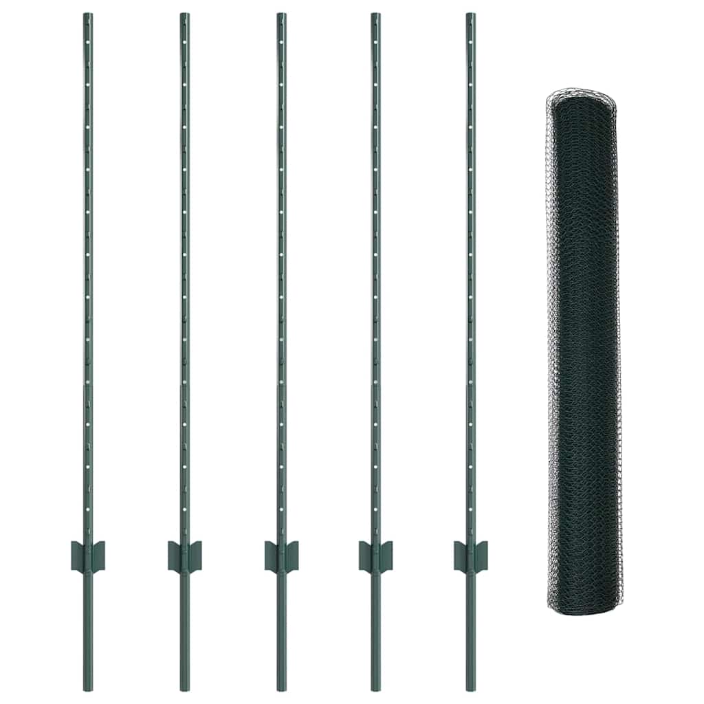 Hek met Paal Groen 1,2 x 10 m Staal en PVC