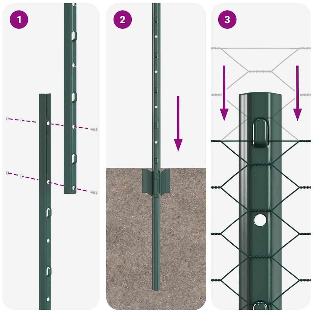 Hek met Paal Groen 1,2 x 10 m Staal en PVC