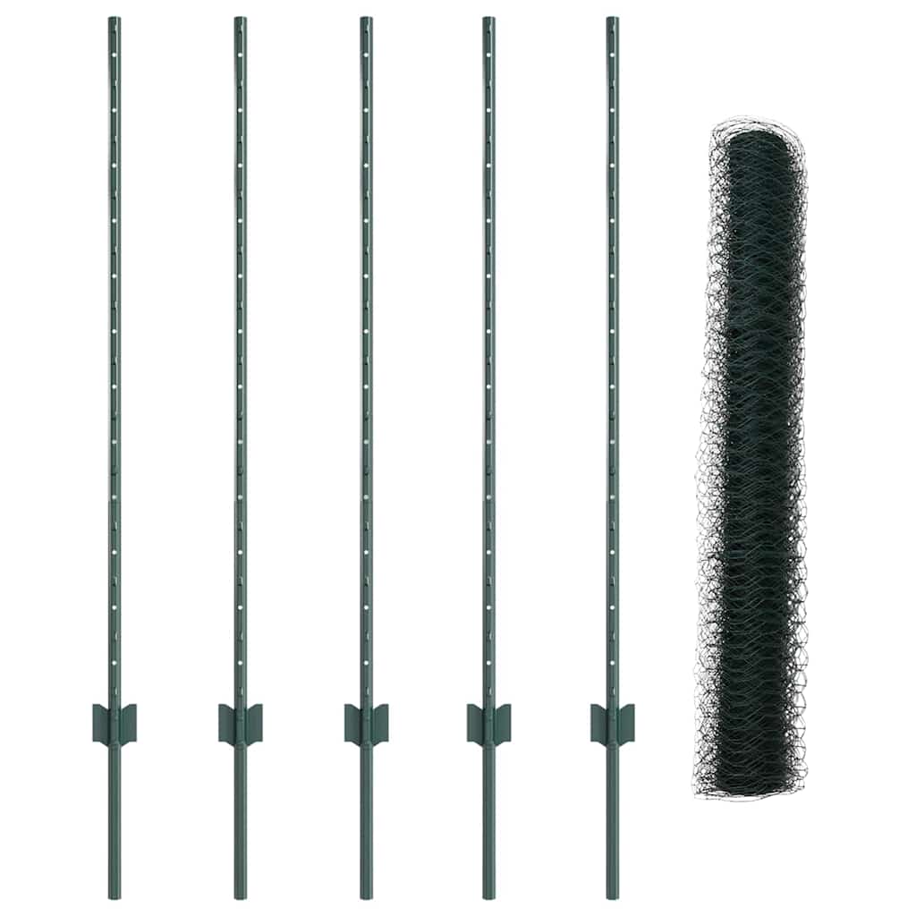 Hek met Paal Groen 1,2 x 10 m Staal en PVC