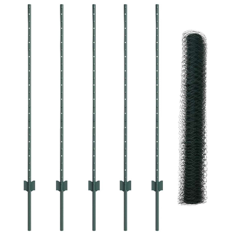 Hek met Paal Groen 1,2 x 10 m Staal en PVC