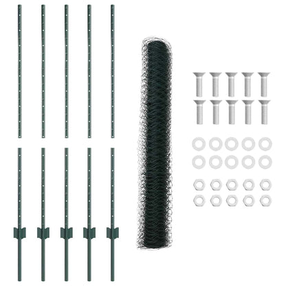 Hek met Paal Groen 1,2 x 10 m Staal en PVC