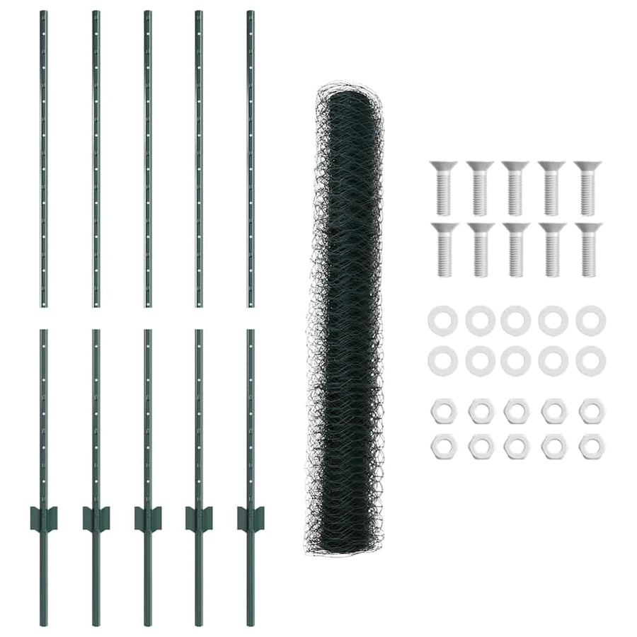 Hek met Paal Groen 1,2 x 10 m Staal en PVC
